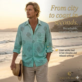 Men's Scattered Hand Block Print Linen Shirt | Zarnesh