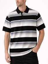 Men's Striped Pique Old School Short Sleeve Polo Shirt | Zarnesh