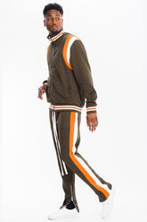 Men's Two Stripe Color Block Track Pants & Jacket Activewear | Zarnesh