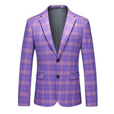 Men’s Violet Plaid Slim Fit 2 Button Blazer Jacket | Zarnesh