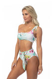 One-Shoulder Floral High-Waisted Bikini Set | Zarnesh