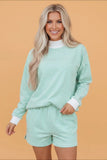 Oversized Stripe Mock Neck Sweatshirt Set | Zarnesh