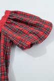 Plaid Puff Sleeve Green Bow Babydoll Mini Dress | Zarnesh - Zarnesh - Dresses/Mini Dresses