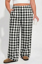 Plus Size Gingham Wide Leg Lounge Pants | Zarnesh
