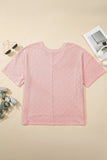 Plus Size V-Neck Pointelle Rhombus Loose Top | Zarnesh