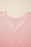 Plus Size V-Neck Pointelle Rhombus Loose Top | Zarnesh