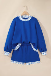 Polka Dot Contrast Trim Pullover & Shorts Set | Zarnesh