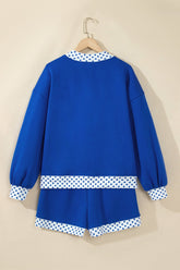 Polka Dot Contrast Trim Pullover & Shorts Set | Zarnesh