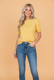 Polka Dot Short Bubble Sleeve Sweater Top | Zarnesh