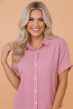 Polka Dotted Cuffed Buttoned Short Sleeve Blouse | Zarnesh