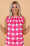 Round Neck Polka Dot Flutter Sleeve Tank Top | Zarnesh