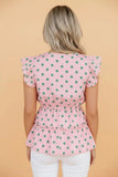 Ruffle Tiered Polka Dot V-Neck Babydoll Blouse | Zarnesh