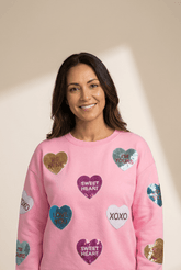 Sequin Conversation Heart Sweatshirt | Zarnesh