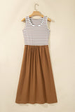 Sleeveless Striped Pockets Gathered Maxi Dress | Zarnesh