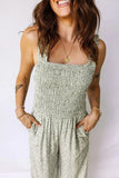 Smocked Floral Bodice Sleeveless Jumpsuit | Zarnesh