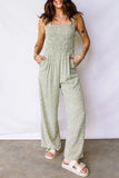 Smocked Floral Bodice Sleeveless Jumpsuit | Zarnesh