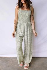 Smocked Floral Bodice Sleeveless Jumpsuit | Zarnesh