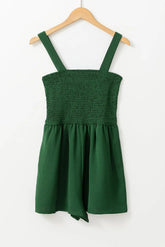 Smocked Sleeveless Pocketed Square Neck Romper | Zarnesh