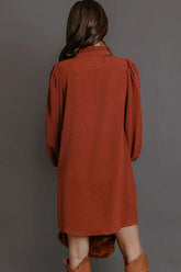 Solid Ruffle Collar Bishop Sleeve Mini Dress | Zarnesh