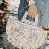 Straw Tassel Fringe Semi Circle Bag | Zarnesh