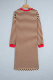 Stripe Tie Waist Long Sleeve Midi Dress | Zarnesh - Zarnesh