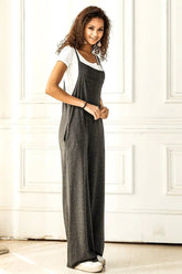 Terry Wide Leg Overalls Jumpsuit with Pocket | Zarnesh