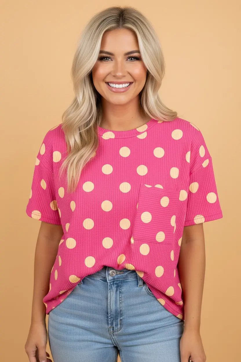 Textured Polka Dot Drop Shoulder T-Shirt | Zarnesh