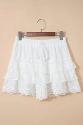 Tiered Lace Ruffle Drawstring Waist Shorts | Zarnesh