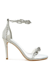 Rhinestone Chain Stiletto Metallic Heels | Zarnesh