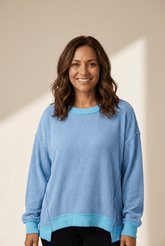 Twisted Rib Drop Shoulder Knit Top | Zarnesh