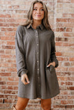 Waffle Knit Button Down Shirt Dress Pockets | Zarnesh