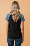 Waffle Knit Contrast Patchwork Short Sleeve Top | Zarnesh