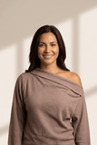 Waffle Knit Off The Shoulder Asymmetric Top | Zarnesh