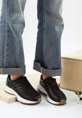 Women Athion Studded Real Leather Lug Soles Sneakers | Zarnesh