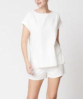 Women Bamboo Linen Dolman Style Top Elastic Waist Short Set Zarnesh