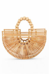 Women Bamboo Wooden Beads Pearl Handles Clutch Bag | Zarnesh