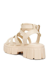 Women Dewey Recycled Faux Leather Block Heel Gladiators | Zarnesh