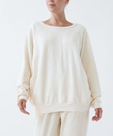 Women Garment Dye French Terry Long Sleeve Round Neck Pullover Zarnesh