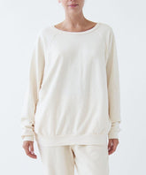 Women Garment Dye French Terry Long Sleeve Round Neck Pullover Zarnesh