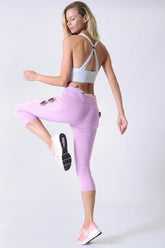 Women High Waist Tech Pocket Workout Capri Leggings | Zarnesh