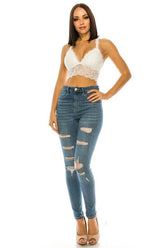 Women Lace Crop Top Racerback Bralette | Zarnesh