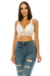 Women Lace Crop Top Racerback Bralette | Zarnesh