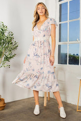 Women Lace Detailed Flutter Sleeve Ruffle Maxi Dress | Zarnesh