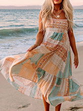 Women Mint Boho Patchwork Print Square Neck Sundress | Zarnesh