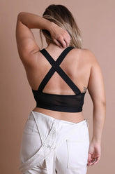 Women Plus Cross Front Sweetheart Neck Pullover Crop Bralette Zarnesh