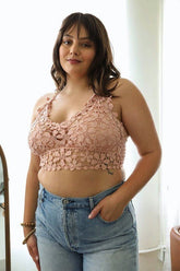 Women Plus Pullover Crochet Daisy Longline Cropped Bralette Zarnesh