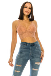Women Sexy Floral Lace Crochet Racerback Crop Top Bralette Zarnesh