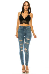 Women Sexy Floral Lace Crochet Racerback Crop Top Bralette Zarnesh
