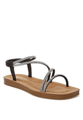 Women Summer Ridayne Rhinestones Embellished Strappy Flats Zarnesh