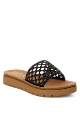 Women Woven Faux Sayura Woven Slip On Flatforms Sandal Zarnesh